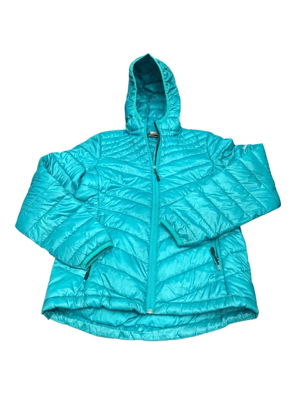 Rawik Girls XL Teal Puffer Ski Jacket Hooded Zip Pockets Winter Coat